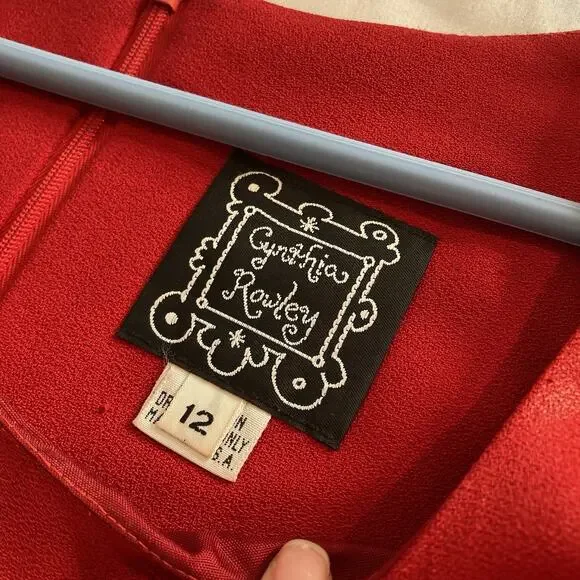 Vintage Y2K Cynthia Rowley 90's Women's Red Bell Sleeve Mini Dress Size 12 - Picture 5 of 11